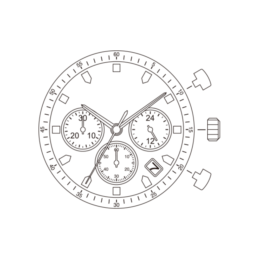 เครื่องนาฬิกาจับเวลาระบบควอทซ์ Miyota Chronograph