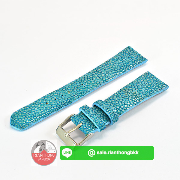 สายหนังปลากระเบนแท้ Handmade สีฟ้า ผลิตในประเทศ