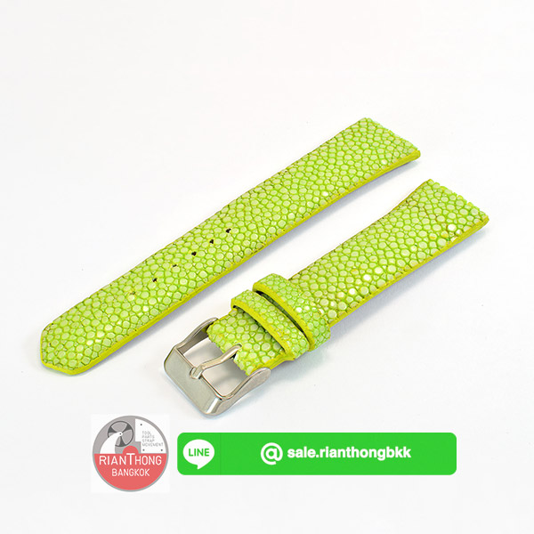 สายหนังปลากระเบนแท้ Handmade สีเขียว ผลิตในประเทศ