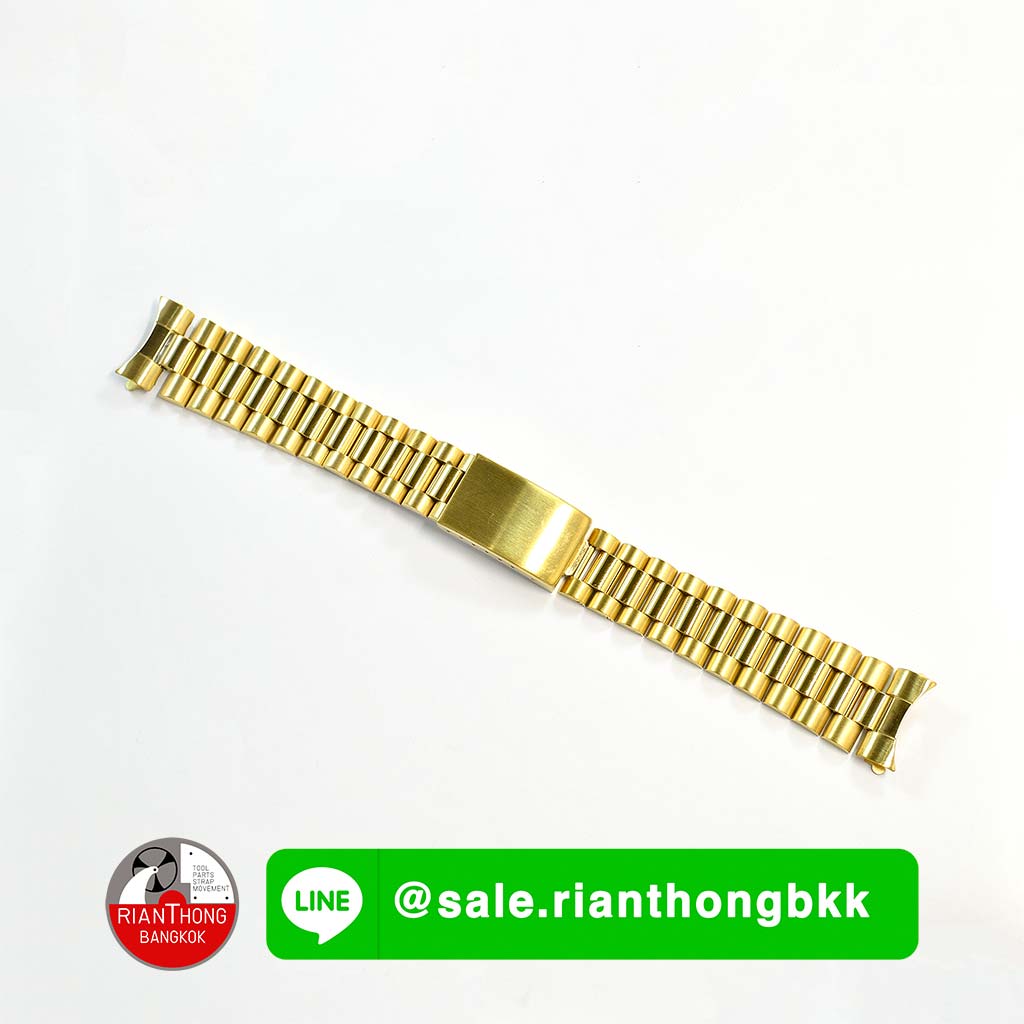 สายนาฬิกาสแตนเลส สีทอง ทรง President หัวสายโค้ง สายนาฬิกาสแตนเลส สีทอง ทรง President หัวสายโค้ง