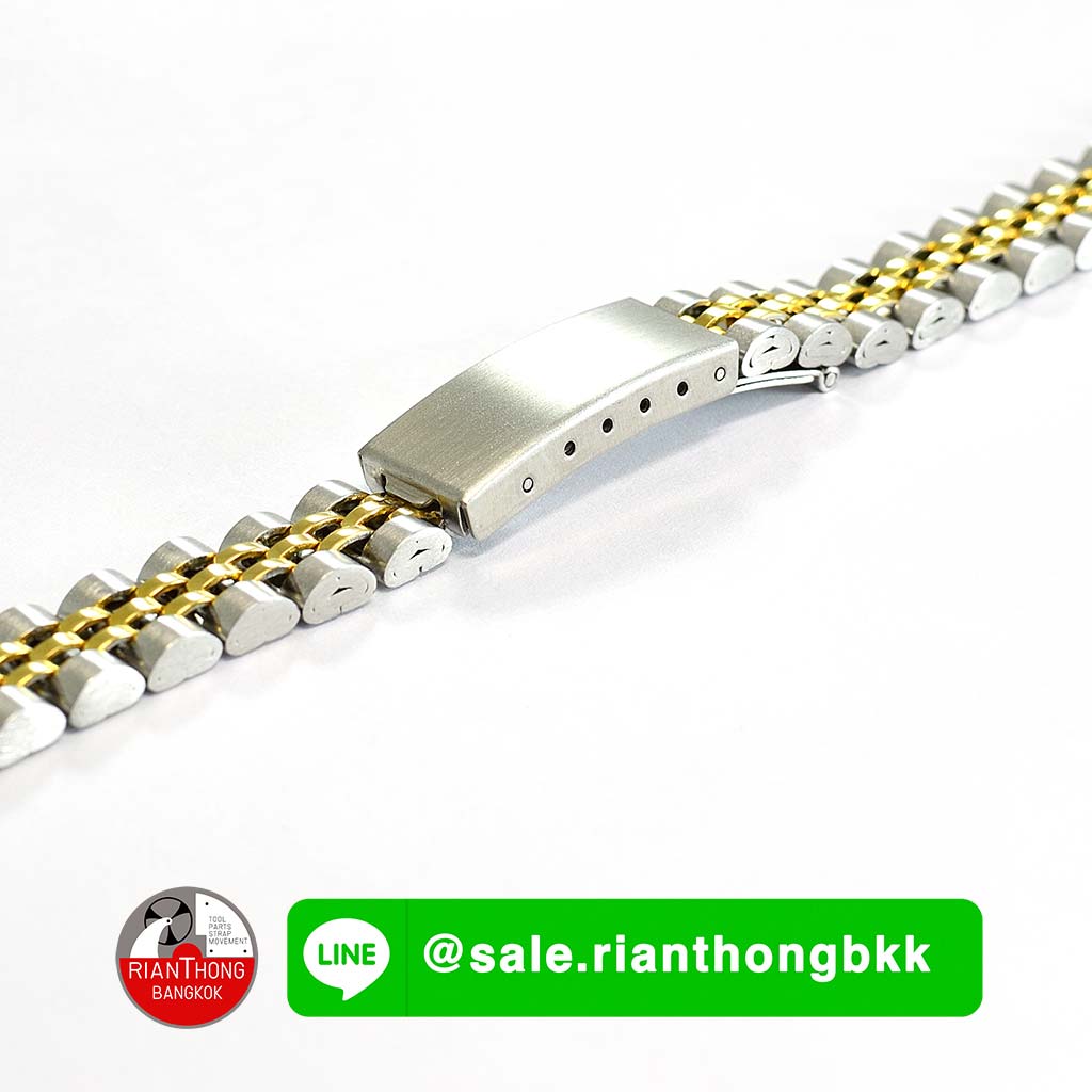 สายนาฬิกาสแตนเลสผู้หญิง สองกษัตริย์ (Two-tone) ทรง lady Jubilee หัวสายโค้ง สายนาฬิกาสแตนเลสผู้หญิง สองกษัตริย์ (Two-tone) ทรง lady Jubilee หัวสายโค้ง