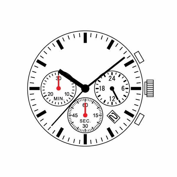 เครื่องนาฬิกาควอทซ์ แบบจับเวลาคุณภาพสูง (Chronograph) ยี่ห้อ TMI ตระกูล VK และ VR Series เครื่องนาฬิกาควอทซ์ แบบจับเวลาคุณภาพสูง (Chronograph) ยี่ห้อ TMI ตระกูล VK และ VR Series