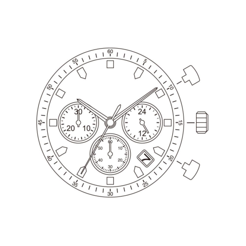 เครื่องนาฬิกาจับเวลาระบบควอทซ์ Miyota Chronograph เครื่องนาฬิกาจับเวลาระบบควอทซ์ Miyota Chronograph