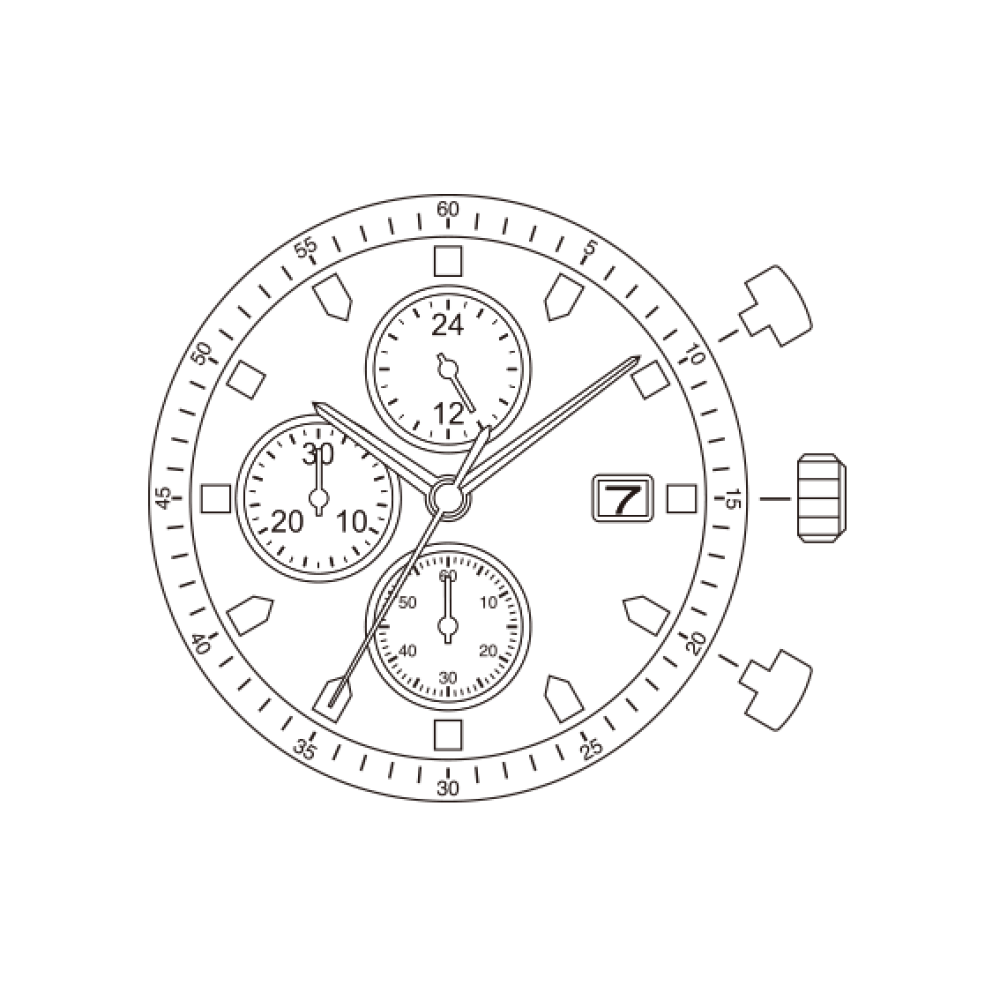 เครื่องนาฬิกาจับเวลาระบบควอทซ์ Miyota Chronograph เครื่องนาฬิกาจับเวลาระบบควอทซ์ Miyota Chronograph